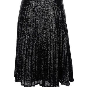 Joie Black Shimmering Pleated A-Line Skirt
